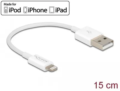 Image de Delock 83001 DELOCK USB Daten-/Ladekabel iPhone/iPad/iPod 15cm weiß
