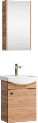 Produktbild von Planetmöbel Badmöbel-Set mit Spiegelschrank 45cm Gold Eiche