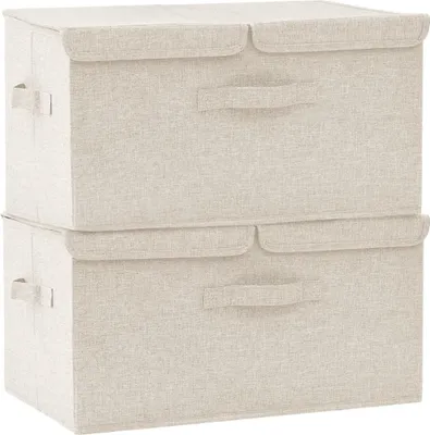 Produktbild von Aufbewahrungsboxen 2 Stk. Stoff 50x30x25 cm Creme