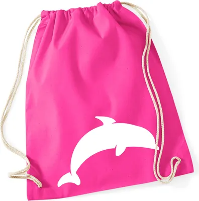 Produktbild von Huuraa Turnbeutel Delfin Silhouette 12 Liter Fuchsia Baumwolle Rucksack Geschenkidee