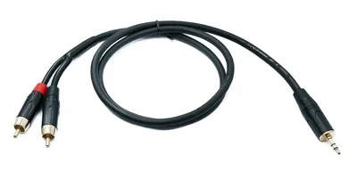 Zdjęcie produktu dla SYSTEM-S Kabel Audio Cinch 2 RCA 100 cm adapter wtyczka-jack AUX 3,5 mm z wtyczką 3-stykową