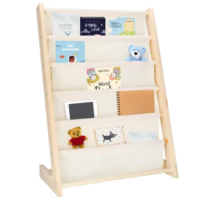 Produktbild von Springos® Bücherregal Kinder 5 Etagen Holzrahmen Regal für Spielzeug Aufbewahrung Montessori Kinder Bücherregal Spielzimmer Flexibel Umstellbar