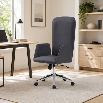 Produktbild von Bürostuhl Dgali, Präsidentensessel mit Armlehnen, Ergonomischer Chefbürostuhl, 55x56h98/105 cm, Grau