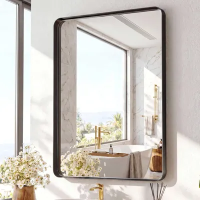 Immagine prodotto di Specchio da parete - Rettangolare - 90 x 60 cm - Cornice nera