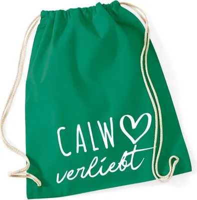 Produktbild von Huuraa Turnbeutel Calw verliebt 12 Liter Kelly Green Baumwolle Rucksack Geschenkidee