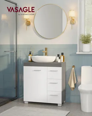 Produktbild von VASAGLE Waschbeckenunterschrank, Badezimmerschrank, 3 große Schubladen, 30 x 60 x 64 cm, Badschrank, 2 Fächer hinter der Tür