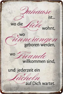 Produktbild von Blechschild Spruch 20x30cm Zuhause Liebe Freunde Lächeln