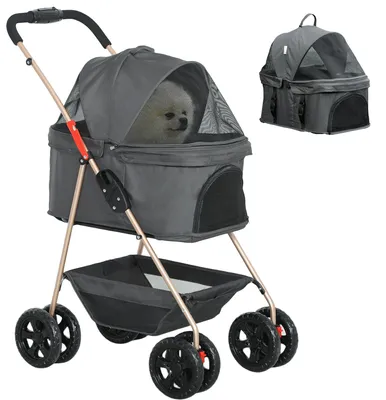 Produktbild von PawHut Hundewagen 3 in 1 Hundebuggy Faltbar Hundebox, klappbar Transporttasche