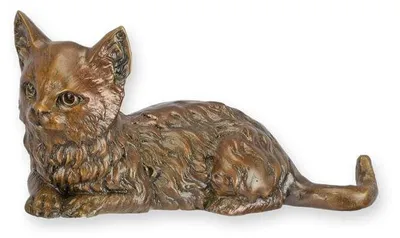 Produktbild von Bronzeskulptur einer liegenden Katze Replikat Retro Design Dekoration