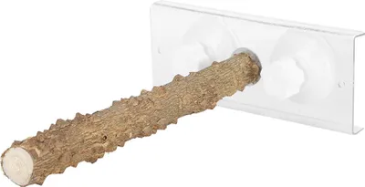 Zdjęcie produktu dla Przenośna drewniana stojaka dla papug o wysokości 25 cm z przyssawką, do kąpieli ptaków i pod prysznic