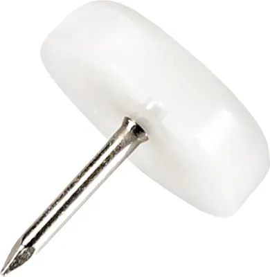 Produktbild von Adsamm® | 100 x Kunststoffgleiter mit Nagel | Ø 20 mm | Weiß | rund | Möbelgleiter mit Stift in  von Adsamm®