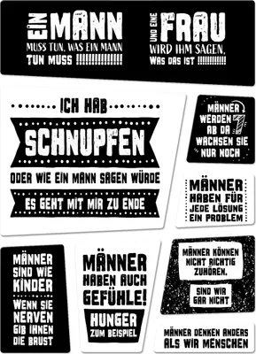 Produktbild von Kühlschrankmagnete 8er Set in Schwarz und Weiß zum Thema Männer Mann Humor Leben