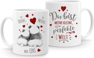 Produktbild von Kaffee-Tasse Panda Ich Deins Du Meins Wir Eins Liebes-Geschenk Valentinstag Liebesbeweis Liebeserklärung Moonworks® Meine kleine, perfekte Welt weiß Keramik-Tasse