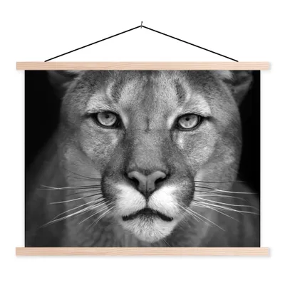 Produktbild von MuchoWow® Textilposter Panther - Wildlife - Schwarz - Weiß 40x30 cm mit holzfarbenen Rahmen - Bilder