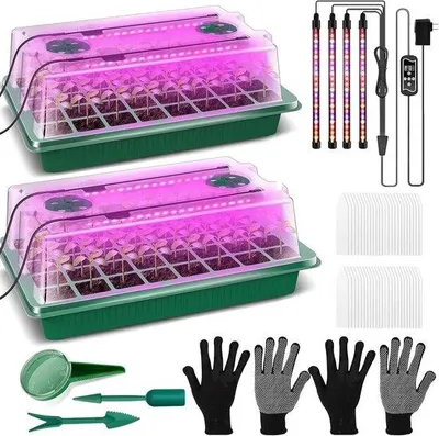 Productafbeelding van Famanu zaailingbakken met plantlamp - 80 cellen - Mini-broeikas - Zaailingenset met timer en instelbare helderheid