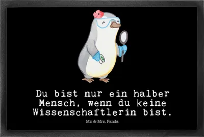 Produktbild von Mr. & Mrs. Panda Schmutzmatte Wissenschaftlerin Herz 50 x 75 cm - Schwarz - Geschenk, Forschungseinrichtung, Fussmatte, Schmutzfangmatte, Universität, Gummimatte, Witzig