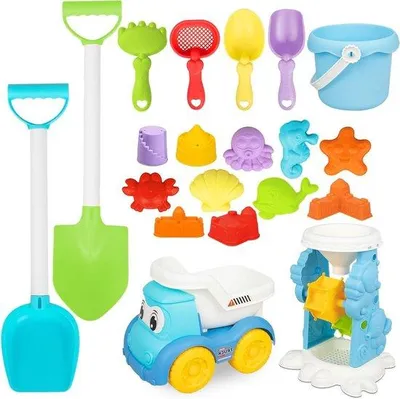 Produktbild von Spielzeug-Set für Kinder mit falterbarer Schaufel und Sandformen - Tasche inklusive (Modell 1 20)