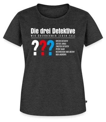 Produktbild von Spreadshirt Die Drei Fragezeichen Detektive Visitenkarte Frauen Premium T-Shirt, XXL, Anthrazit meliert