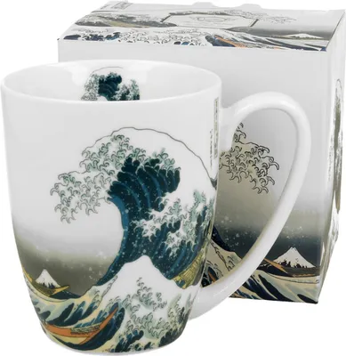 Produktbild von Duo Kaffeebecher Hokusai The Great Wave aus Porzellan, Becher, teetasse, Kaffeetasse mit henkel 350 ml