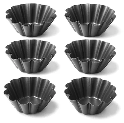 6 Mini-Puddingformen, rund, Ø 13,5 cm, Antihaft, Kohlenstoffstahl