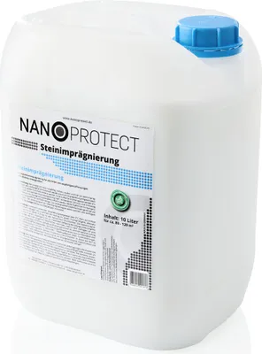 Produktbild von Nanoprotect Steinimprägnierung 10 L  | Vorbeugend gegen Grünbelag und Einschmutzung | Ideal für Pflastersteine, Beton und Fassaden | 10 L für ca. 80 – 120 m²