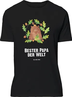 Produktbild von Mr. & Mrs. Panda T-Shirt Bär König - Schwarz - Geschenk, Bester Papa, Daddy, mit Aufdruck, Shirt, Teddy, Papi, S, Vatertag, Tshirt, oberteil