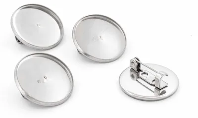 Produktbild von Vintageparts 4 Broschenrohlinge Edelstahl 304 für 20 mm Cabochons