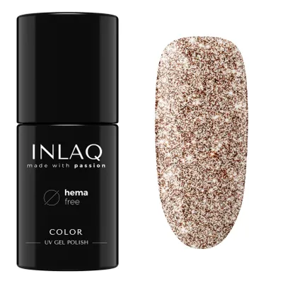 Zdjęcie produktu dla INLAQ Lakier Brokatowy Hybrydowy Złoty Flashing Leo 6ml HEMA Free