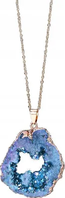 Image de Collier naturel cristal GEODA MINERALS Amulette 2.5-3.5 cm BLEU