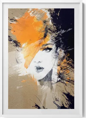 Produktbild von Portrait einer Frau abstrakt– Wandbild mit Rahmen – Gerahmtes Bild  – Wanddekoration – 70x100 cm –  Weiß Rahmen