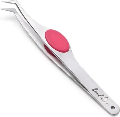 Produktbild von Hochpräzise Pinzette mit abgewinkelter Spitze und gepolstertem Griff - 4,7 Zoll - Bastelpinzette für Nähen, Perlensticken & Heimwerken