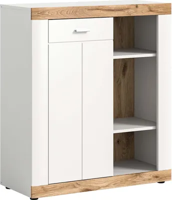 Produktbild von Kommode Laredo I - Weiß Matt / Nox Oak mit Unterbauspots