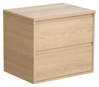 Produktbild von Waschbeckenunterschrank hängend mit Platte - 60 cm - Eichenholzfurnier - MILIPAM