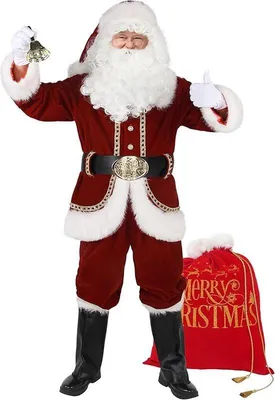 Produktbild von Famanu Weihnachtsmann Kostüm Deluxe Professionell - 11-teiliges rotes Herrenoutfit XL