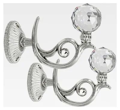 Produktbild von 1 Paar Raffhalter mit Glaskugel in Kristalloptik silber