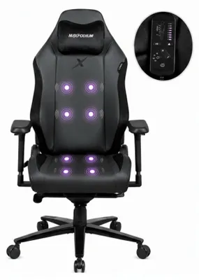 Obrázek produktu pro MaxPodium Heavy SMI kancelářská židle s masáží černá – ergonomická, 4D područky, nosnost 170 kg