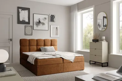 Produktbild von YOURHOUSE24 Boxspringbett s, Doppelbett mit Bonell-Matratze + Topper (Farbe: Coral 35, Größe: 160x200 cm)