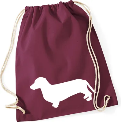 Produktbild von Huuraa Turnbeutel Dackel Silhouette 12 Liter Burgundy Baumwolle Rucksack Geschenkidee