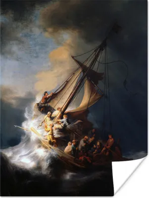 Produktbild von MuchoWow® Poster Der Sturm auf dem See Genezareth - Rembrandt van Rijn 90x120 cm - Wohnzimmer