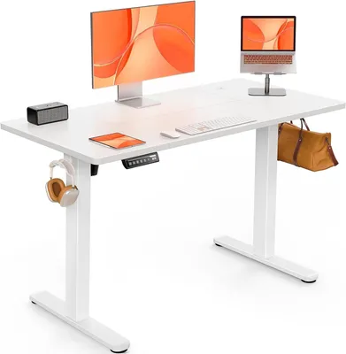 Obrázek produktu pro Elektrický stůl - Výškově nastavitelný stůl - Pohodlná práce - 4 paměťové funkce - 120x60 cm - Bílá barva