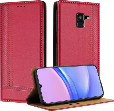 Obrázek produktu pro Pouzdro pro Samsung Galaxy A8 2018 kožené flipové pouzdro s funkcí stojánku červené