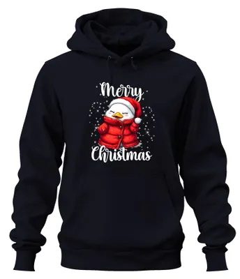 Produktbild von Merry Christmas niedlich Ente Weihnachtsmütze Winter Hoodie Kapuzenpullover, Navy, XXL