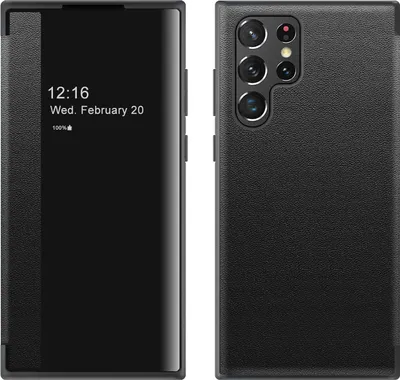 Immagine prodotto di Custodia per Samsung Galaxy S22 Ultra 5G sottile custodia in Finto cuoio con finestra di visualizzazione nero