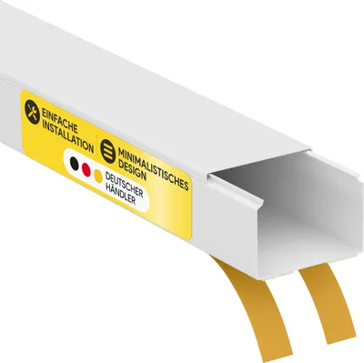 Produktbild von Kabelkanal aus hochwertigem PVC weiß Selbstklebend 2m - 1 Stück - 60x40mm