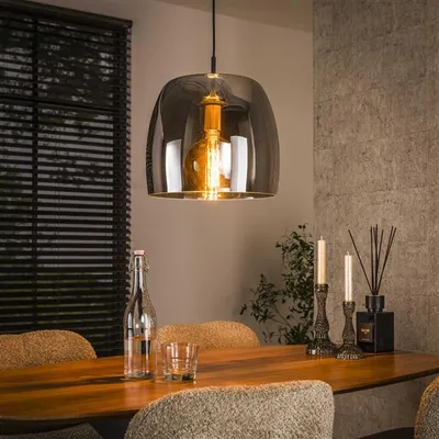 Produktbild von Hoyz-Kollektion – Hängelampe 1L Driftglas – Rauchgraues Glas