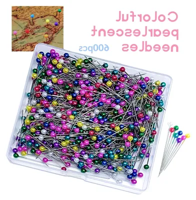 Produktbild von 600 Stecknadeln mit buntem Kopf für Stoff, Schmuck, Basteln und Nähprojekte, 38 mm