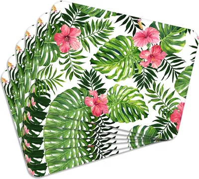 Obrázek produktu pro Sada 6 kusů prostírání 40x30 cm květiny 10, omyvatelné prostírání - žáruvzdorný korkový podklad odolává teplotám 100 °C