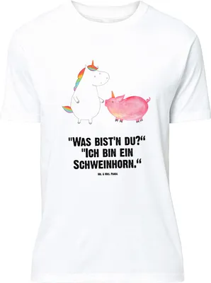 Produktbild von Mr. & Mrs. Panda T-Shirt Einhorn Schwein - Weiß - Geschenk, Shirt, Unicorn, Schweinchen, Oversize, Freundin, Tshirt, Einhörner, Lustiges