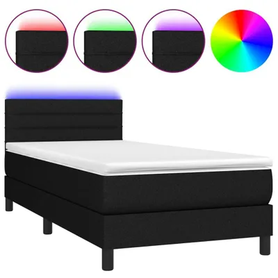 Produktbild von vidaXL Boxspringbett mit Matratze & LED Schwarz 90x200 cm Stoff