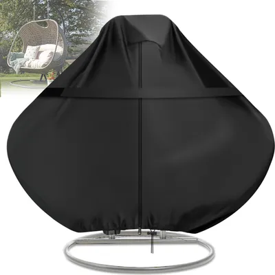 Produktbild von 210D Hängeschaukel-Doppel-Ei-Stuhl-Abdeckung, Garten, Terrasse, Outdoor, Sonne, wasserdicht，230*200cm（Schwarz）